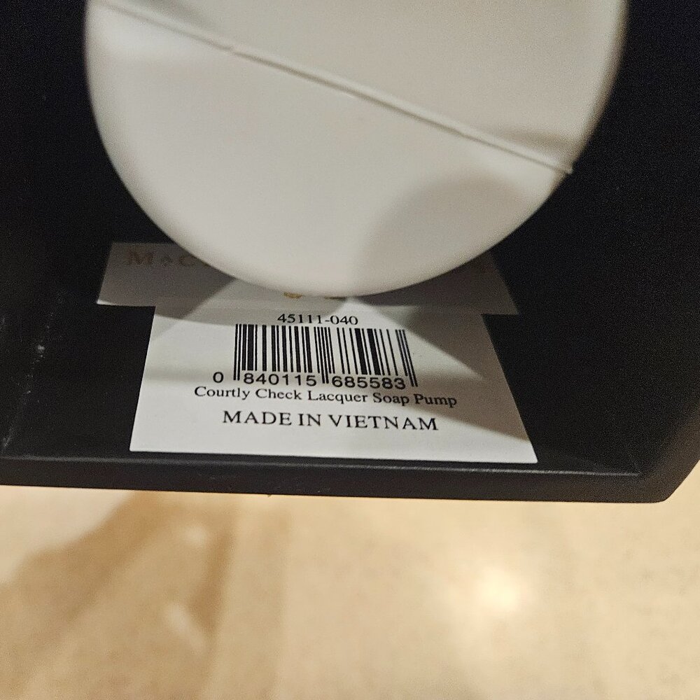 RARE MACKENZIE CHILDS COURTLY CHECK BATH KITCHEN SOAP LOTION DISPENSER PUMP JAR - Picture 7 of 8